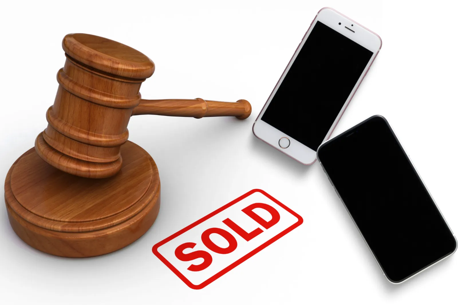 Teléfono móvil a la venta en una subasta