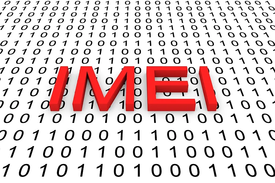 Texto «IMEI» sobre un fondo de código binario que representa una comprobación de la lista negra de IMEI para identificar teléfonos bloqueados o robados